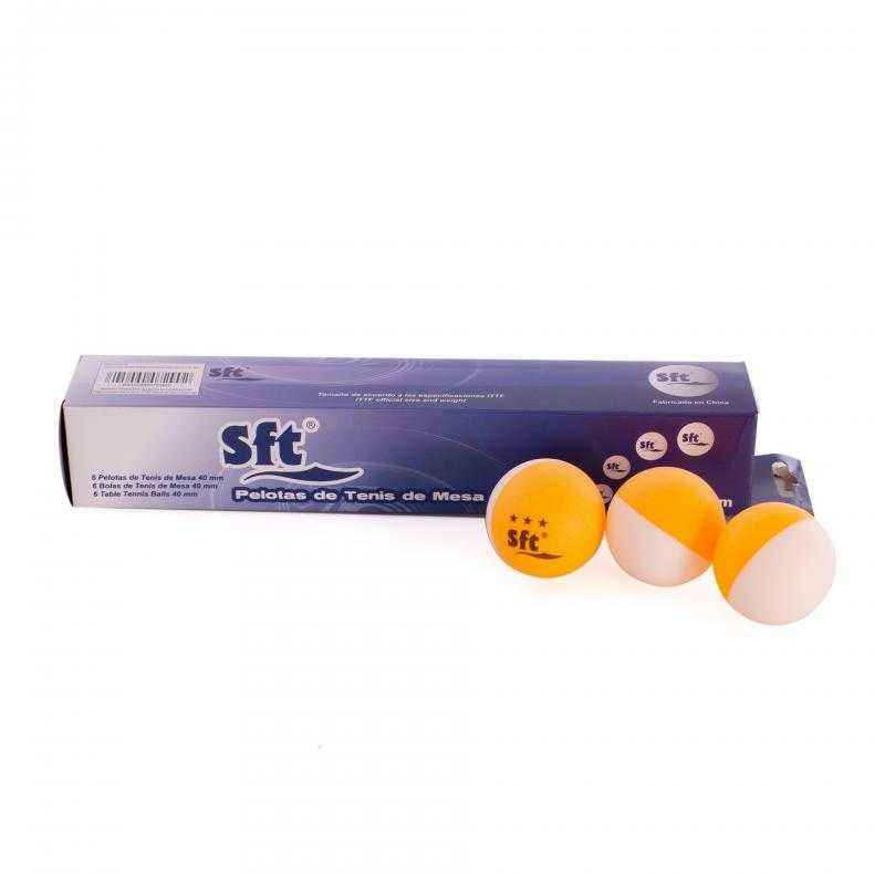 Caja 6 pelotas tenis de mesa abs bicolor sft