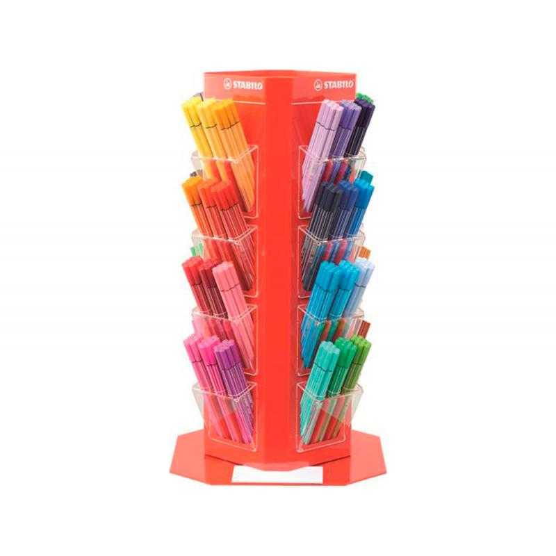 Rotulador stabilo point 88 / acuarelable pen 68 expositor giratorio de 480 unidades colores surtidos