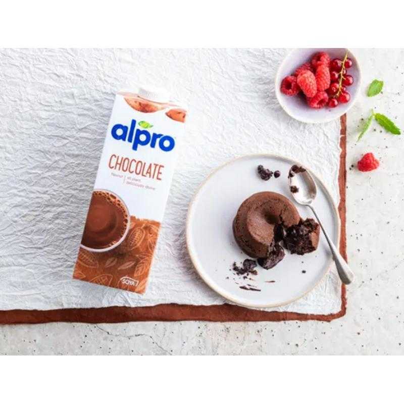 Bebida de soja alpro alta en proteinas sabor chocolate con calcio y vitaminas brik de 1 litro