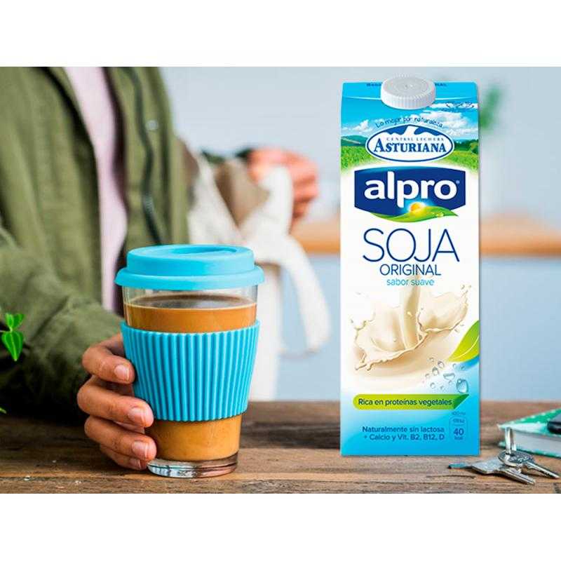 Bebida de soja alpro 100% vegetal rica en proteinas con calcio y vitaminas brik de 1 litro
