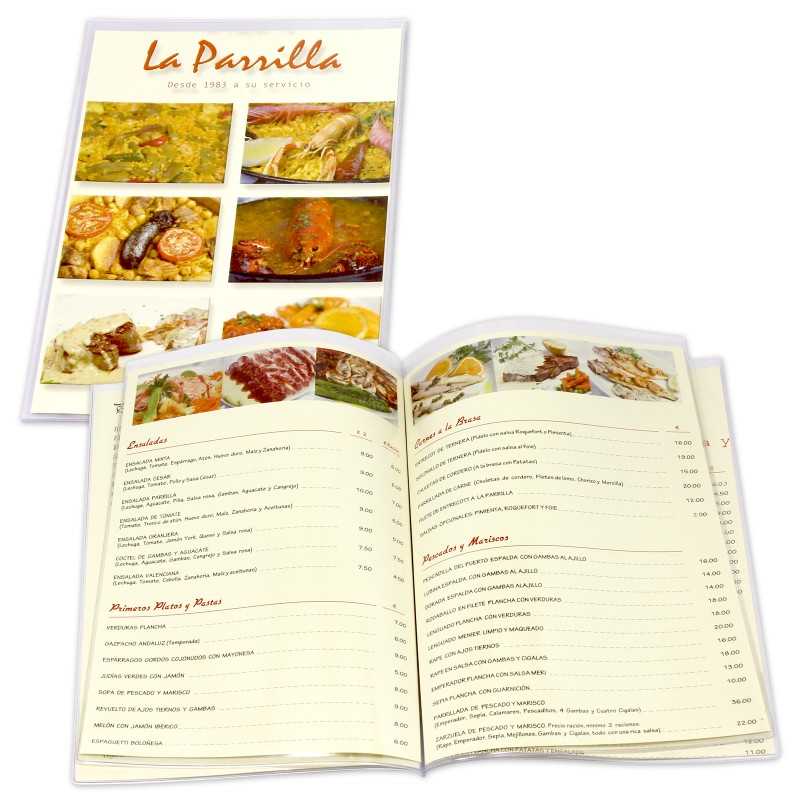 Carta menú restaurante con 4 bolsas