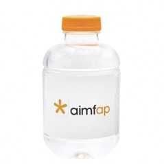 Botella de agua personalizada 25cl rpet reciclada. etiqueta papel 1-2 colores. tapón naranja