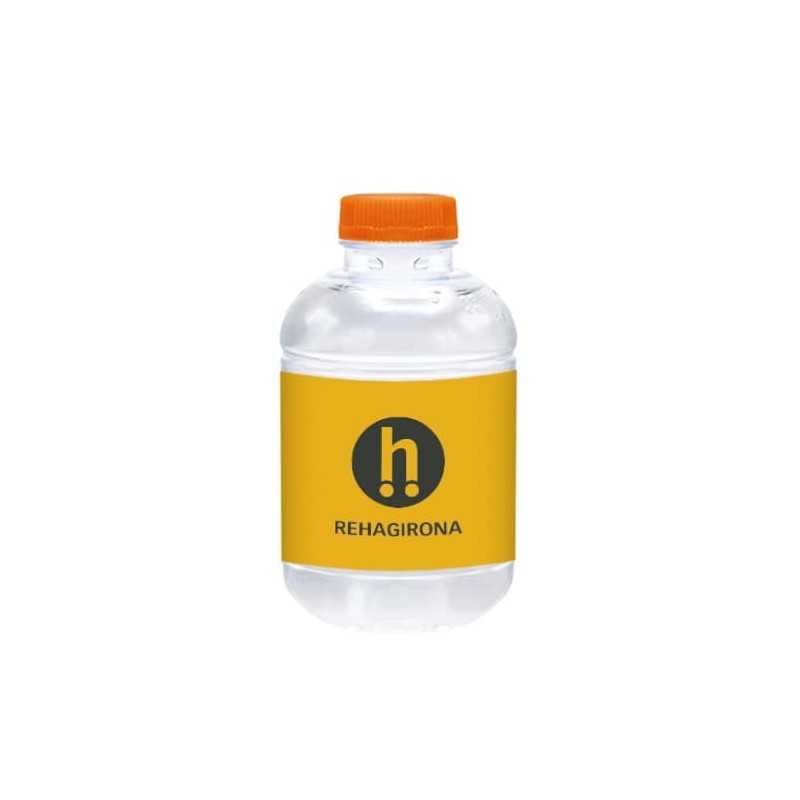 Botella de agua personalizada 25cl pet. etiqueta papel 1-2 colores. tapón naranja