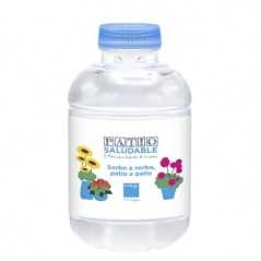 Botella de agua personalizada 25cl rpet reciclada. etiqueta plástico a todo color. tapón azul
