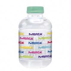 Botella de agua personalizada 25cl rpet reciclada. etiqueta plástico a todo color. tapón verde