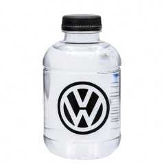 Botella de agua personalizada 25cl rpet reciclada. impresión un color en la botella. tapón negro