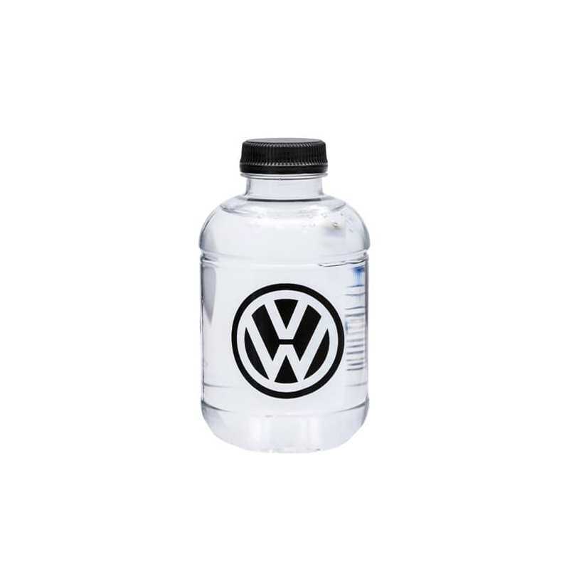 Botella de agua personalizada 25cl rpet reciclada. impresión un color en la botella. tapón negro