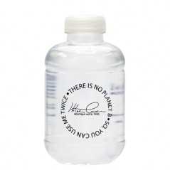 Botella de agua personalizada 25cl rpet reciclada. impresión un color en botella. tapón transparente