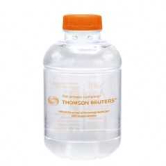 Botella de agua personalizada 25cl pet. impresión directa un color en la botella. tapón naranja