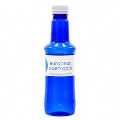 Botella azul de agua alzola personalizada 33 cl. etiqueta papel a todo color. tapón blanco