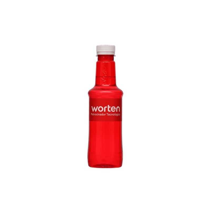 Botella roja de agua alzola personalizada 33 cl. etiqueta papel a todo color. tapón blanco