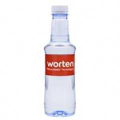 Botella transparente de agua alzola personalizada 33 cl. etiqueta papel a todo color. tapón blanco