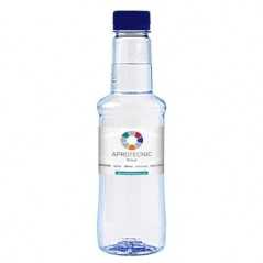 Botella transparente de agua alzola personalizada 33cl. etiqueta plástico a todo color. tapón azul