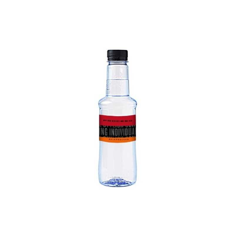 Botella transparente de agua alzola personalizada 33 cl. etiqueta plástico a todo color. tapón negro