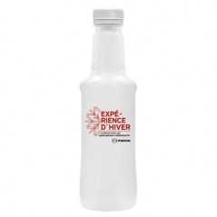 Botella blanca agua alzola personalizada 33 cl. impresión a dos colores en la botella. tapón blanco