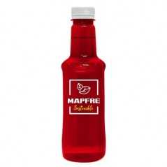 Botella roja agua alzola personalizada 33 cl. impresión a dos colores en la botella. tapón blanco
