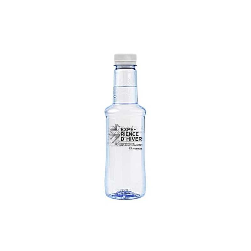 Botella transparente agua alzola personalizada 33 cl. impresión un color en la botella. tapón blanco