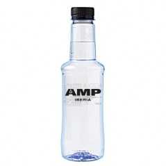 Botella transparente agua alzola personalizada 33 cl. impresión un color en la botella. tapón negro