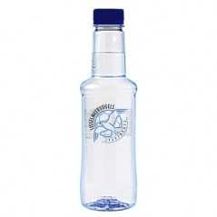 Botella transparente agua alzola personalizada 33 cl. impresión directa a dos colores. tapón marino