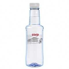 Botella transparente agua alzola personalizada 33 cl. impresión directa a dos colores. tapón blanco