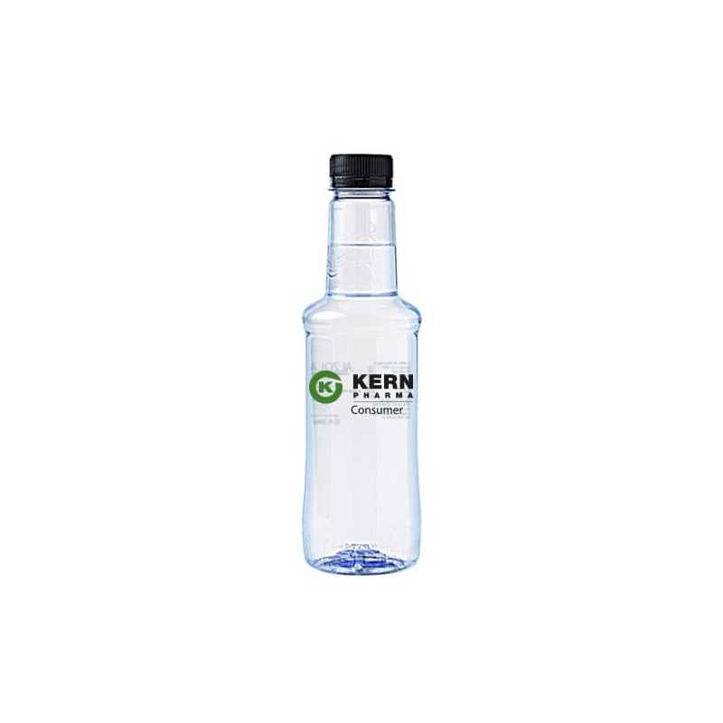 Botella transparente agua alzola personalizada 33 cl. impresión directa a dos colores. tapón negro