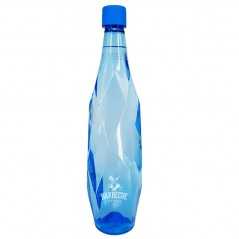 Botella de agua azul Healsi 1 litro, personalizada con tapón azul. etiqueta adhesiva a todo color