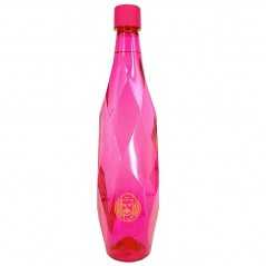 Botella de agua fucsia Healsi 1 litro personalizada con tapón fucsia. etiqueta adhesiva a todo color