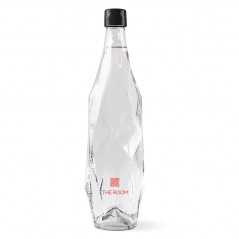 Botella de agua de cristal Healsi de 850ml personalizada, tapón negro. etiqueta adhesiva todo color