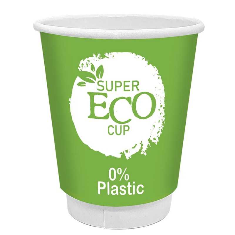 Vaso de cartón doble capa 8oz/220ml superEco 0% plástico, Ĝ8x9,3cm. quadri
