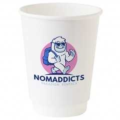 Vaso cartón doble capa 12oz/30cl, interior PE, Ĝ9x11cm. personalizado a todo color