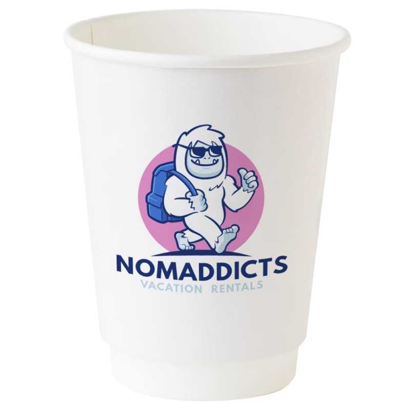 Vaso cartón doble capa 12oz/30cl, interior PE, Ĝ9x11cm. personalizado a todo color