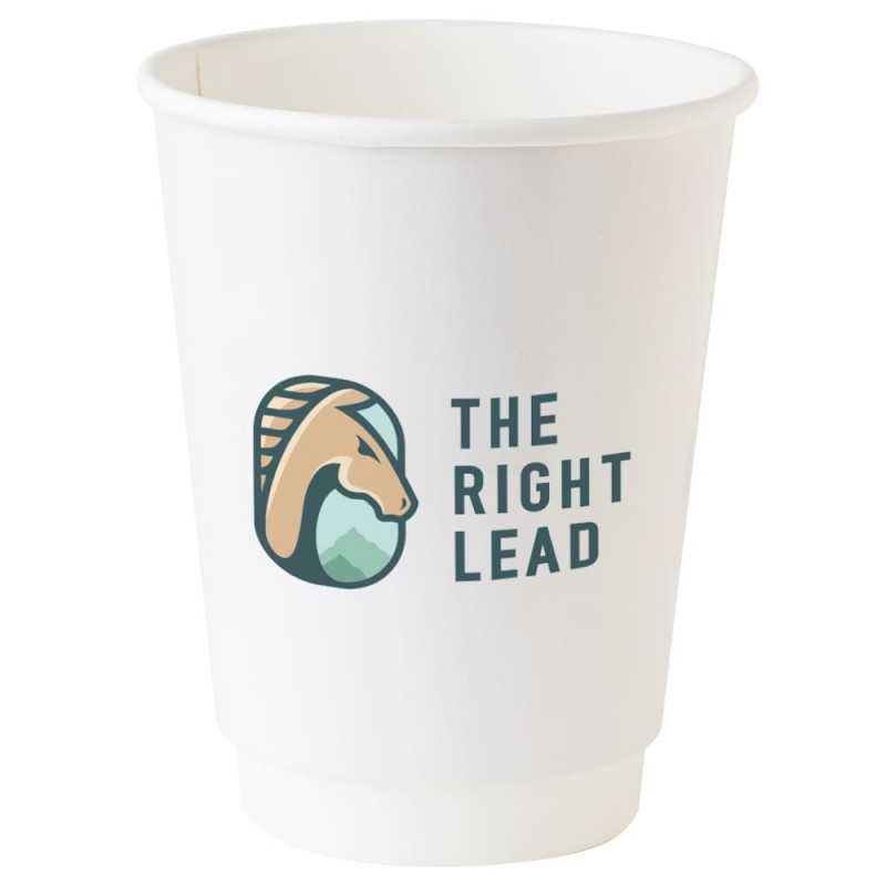 Vaso cartón doble capa 12oz/30cl, interior PE, Ĝ9x11cm. personalizado a todo color