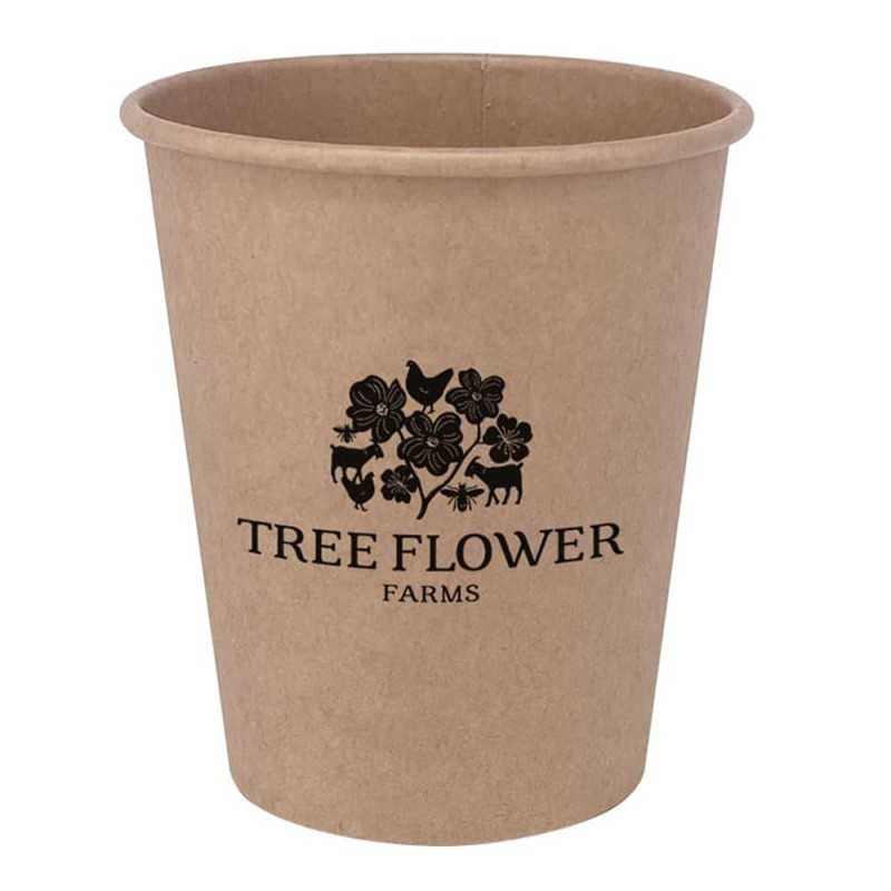 Vaso de cartón marrón personalizado 6oz-7oz/180ml, con PLA compostable Ĝ7,3x7,6cm. marcado un color