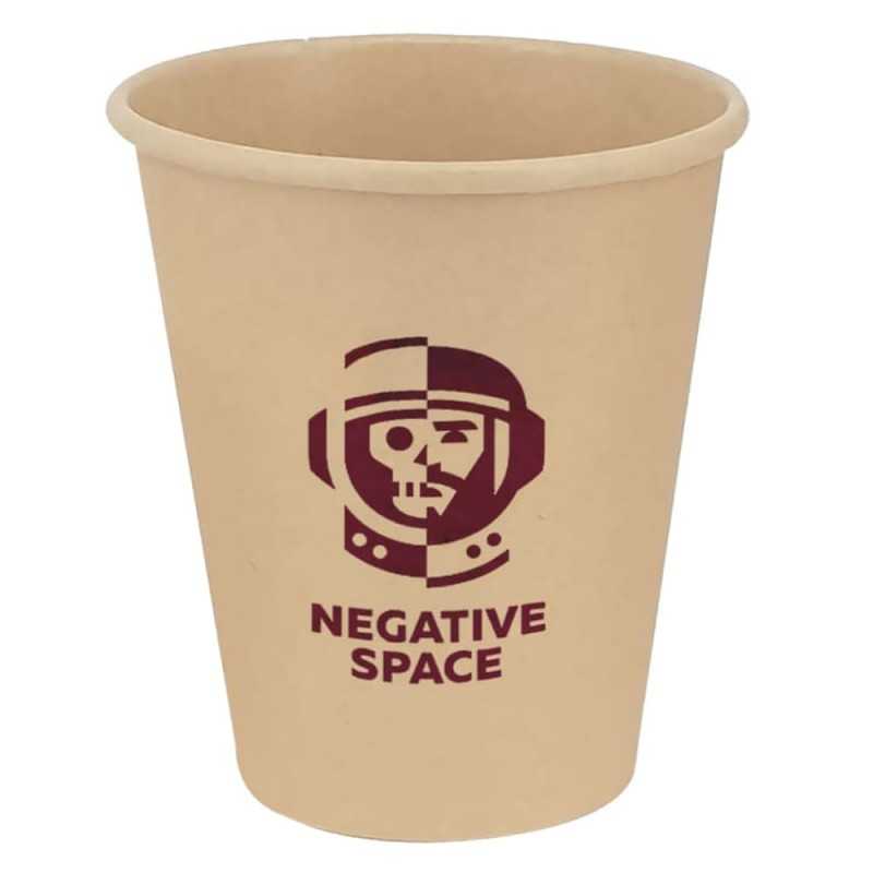 Vaso de cartón marrón personalizado 8oz/220ml, con capa interior PE Ĝ8x9cm. Marcado un color