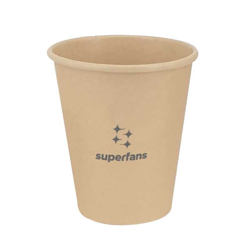 Vaso de cartón marrón personalizado 12oz/30cl, con PLA compostable Ĝ9x10,5cm. marcado un color