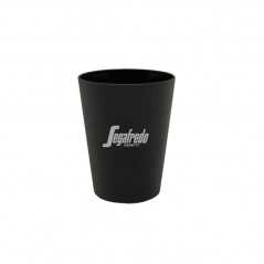 Vaso personalizado de plástico negro 10 cl, PP. Ĝ5,5x7cm. marcaje circular 1 color
