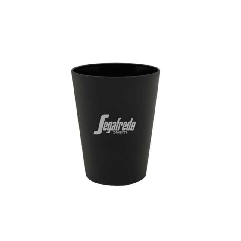 Vaso personalizado de plástico negro 10 cl, PP. Ĝ5,5x7cm. marcaje circular 1 color