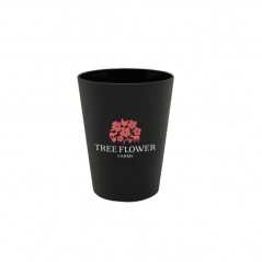 Vaso personalizado de plástico negro 10 cl, PP. Ĝ5,5x7cm. Marcaje circular 2 colores