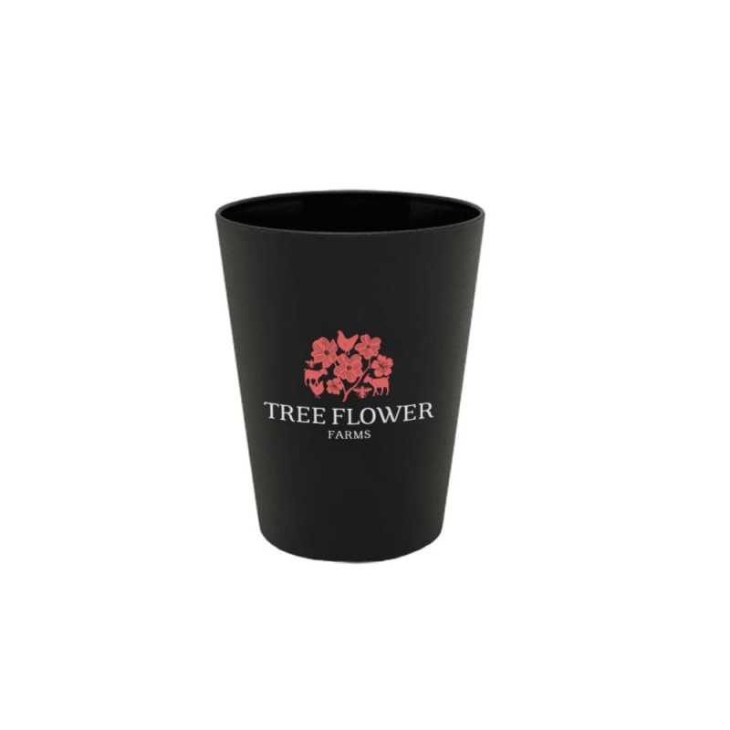 Vaso personalizado de plástico negro 10 cl, PP. Ĝ5,5x7cm. Marcaje circular 2 colores