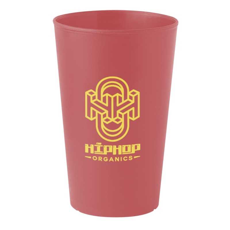 Vaso personalizado de plástico rojo 30 cl, PP. Ĝ7,4x11cm. marcaje circular 1 color