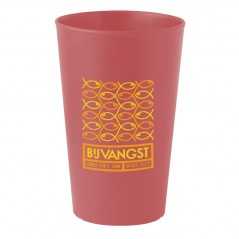 Vaso personalizado de plástico rojo 30 cl, PP. Ĝ7,4x11cm. marcaje circular 2 colores