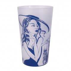 Vaso personalizado plástico translúcido 50 cl, PP. Ĝ8,2x16cm. marcaje a un color.