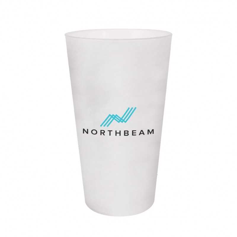 Vaso personalizado plástico translúcido 60 cl, PP. Ĝ8,8x15,4cm. marcaje a dos colores