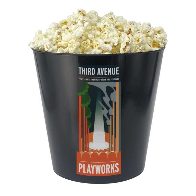 Cubo de palomitas personalizado a todo color. vaso de plástico XXL 2,5l. 16,3x16,3cm. zona completa