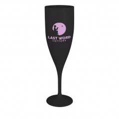 Copa de Cava 15cl negra pesonalizada, plástico reutilizable PP. 5,1x18cm. a un color