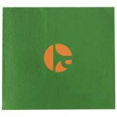 Servilleta verde personalizada doble punto 20x20 dp20. Impresa a 1 color