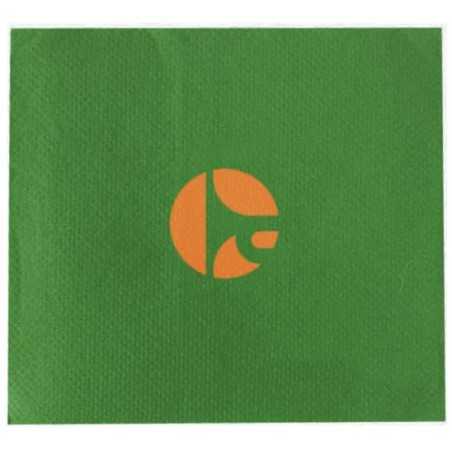 Servilleta verde personalizada doble punto 20x20 dp20. Impresa a 1 color