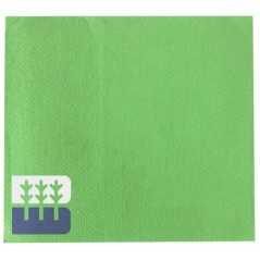 Servilleta verde personalizada doble punto 20x20 dp20. Impresa a 2 colores