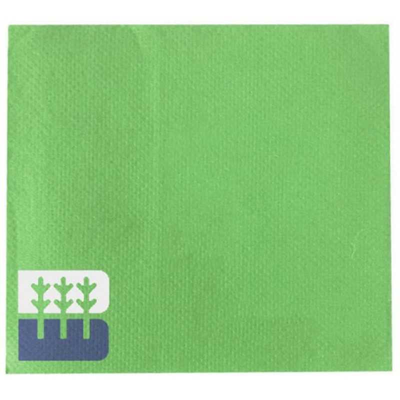 Servilleta verde personalizada doble punto 20x20 dp20. Impresa a 2 colores