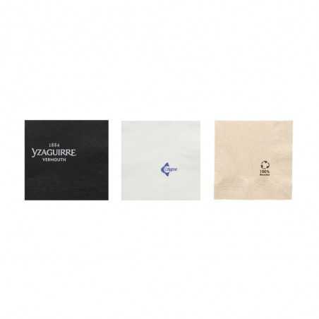 Servilleta blanca 2 capas personalizada 20x20, 10cm plegada. Impresa 2 colores